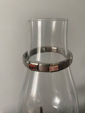 Y2K Expandable Silver-Tone Italian Charm Bracelet with 'SIS' and 'MOMMY' Links